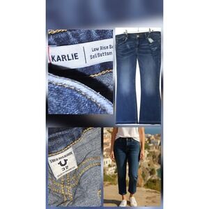 TRUE RELIGION Crop Karlie Y2K Low Rise Bell Flare Tall Women's Jeans Size 32x26